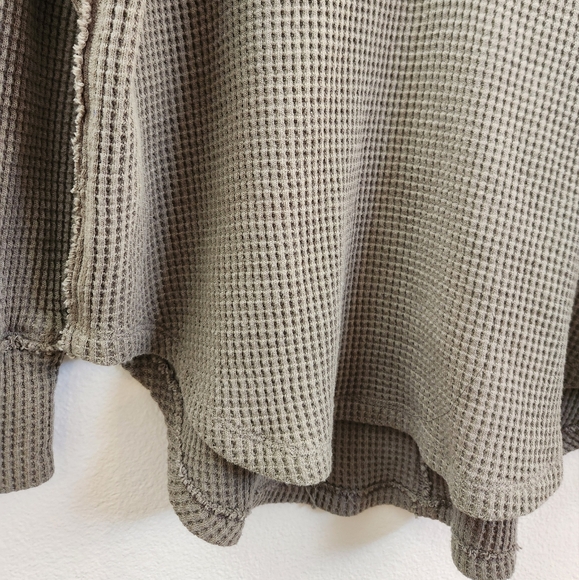 Aerie American Eagle Lumber Jane Waffle Polo Oversized Pullover Top Green Medium - Picture 5 of 8